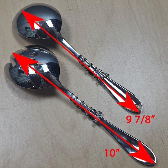 RARE Gorham 18/10 Stainless Wired beaded salad serving utensils Silver and Black - Picture 6 of 6